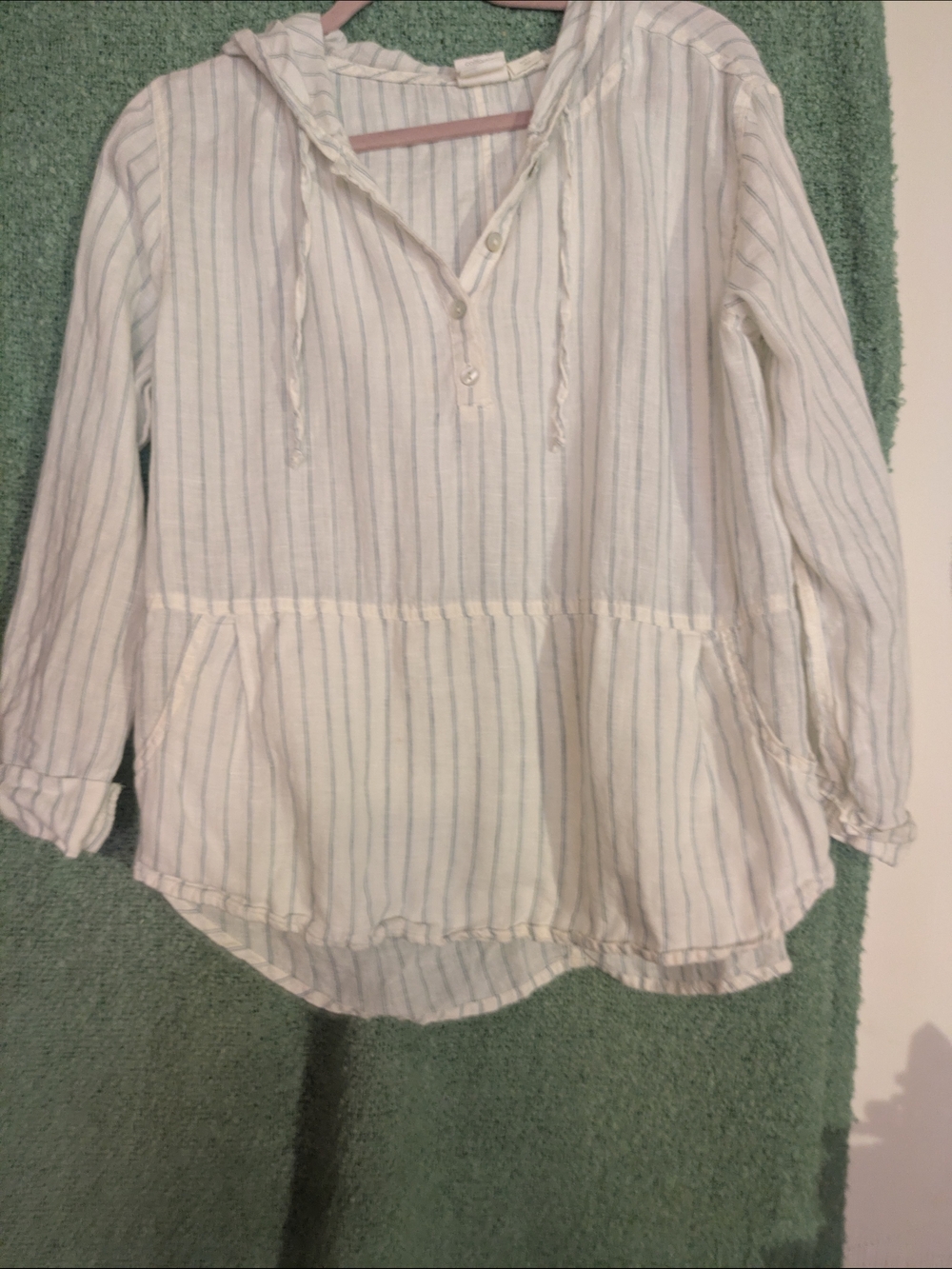 C&C California Cream Tunic with Thin Blue Stripes